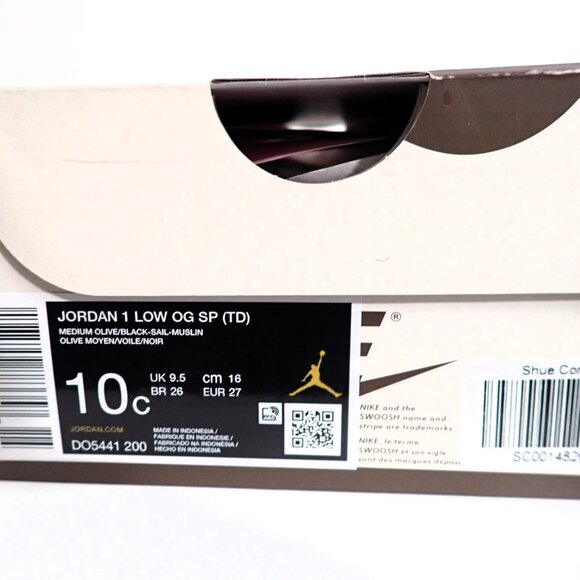 NIB Jordan 1 Low OG SP Travis Scott Medium Olive (TD) - Picture 2 of 8
